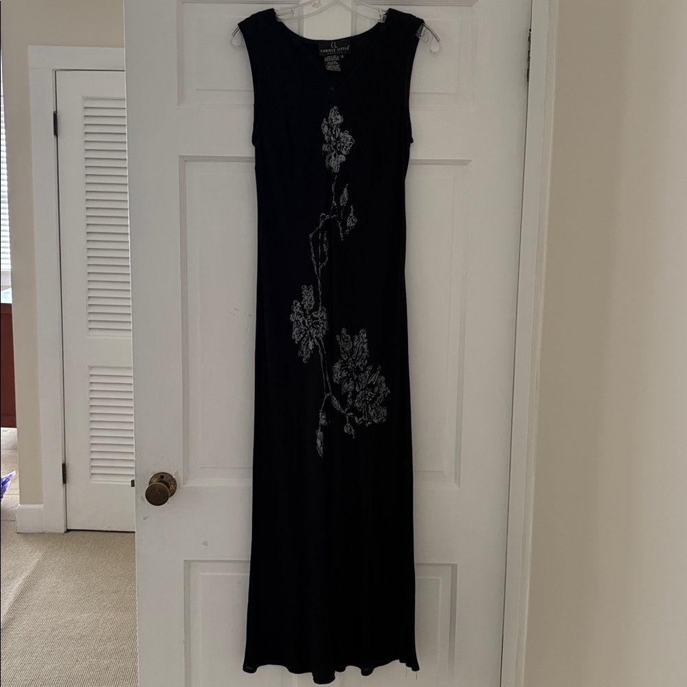 Carole Little Unique Vintage Black and White Floral Maxi Dress - Picture 5 of 15